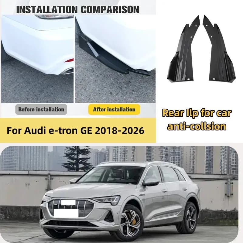Car Rear Bumper Spoiler Lip Diffuser Side Skirt Splitter Wrap Angle Anti-Crash Protection Trim For Audi e-tron GE 2018-2026