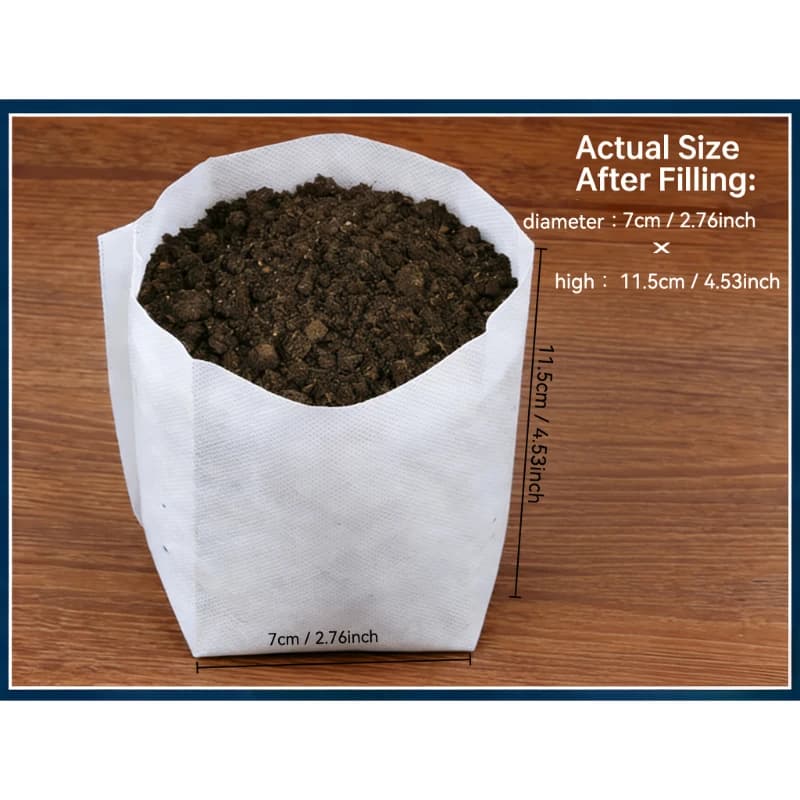 100 small bags in cultivation fabric, seed germination vessels, thick bags for nursery plants, vegetable garden and garden accessories.