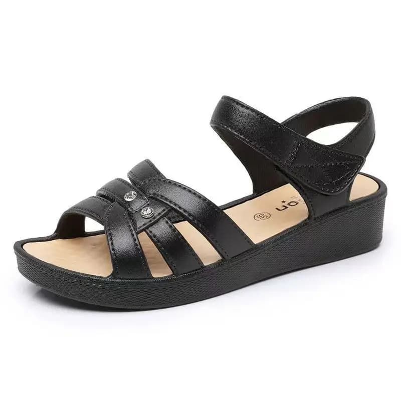 Sandali con zeppa scavati con punta aperta da donna, suola spessa estiva, antiscivolo, traspirante, leggero, in velcro, sandalo da spiaggia per anziani