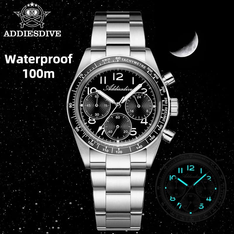 ADDIESDVIE VK63 Orologio cronografo da uomo cinturino in nylon acciaio inossidabile 316L 10Bar impermeabile BGW9 orologio al quarzo super luminoso AD2517
