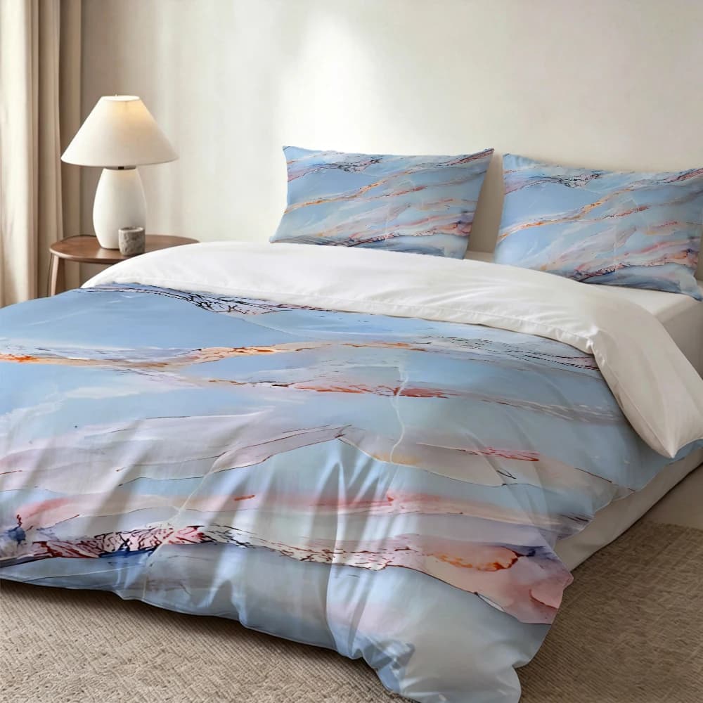 Set di biancheria da letto con stampa digitale ad alta definizione, set copripiumino con texture effetto marmo e schizzi d'inchiostro, set copripiumino con stampa floreale grande, include 1 copripiumino + 2 federe, adatto per camera da letto, stanza degli ospiti, decorazione domestica, set copripiumino + federe in fibra di poliestere, set tre pezzi, biancheria da letto ultra morbida, tessuto spesso, adatto a tutte le stagioni, lavabile in lavatrice, 3 pezzi