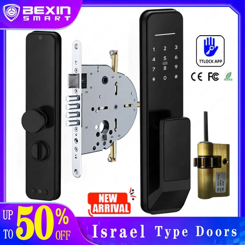 Porte di tipo Israele TTLOCK ASPP Serratura intelligente per impronte digitali Serratura digitale elettronica per impronte digitali Alexa Google Home