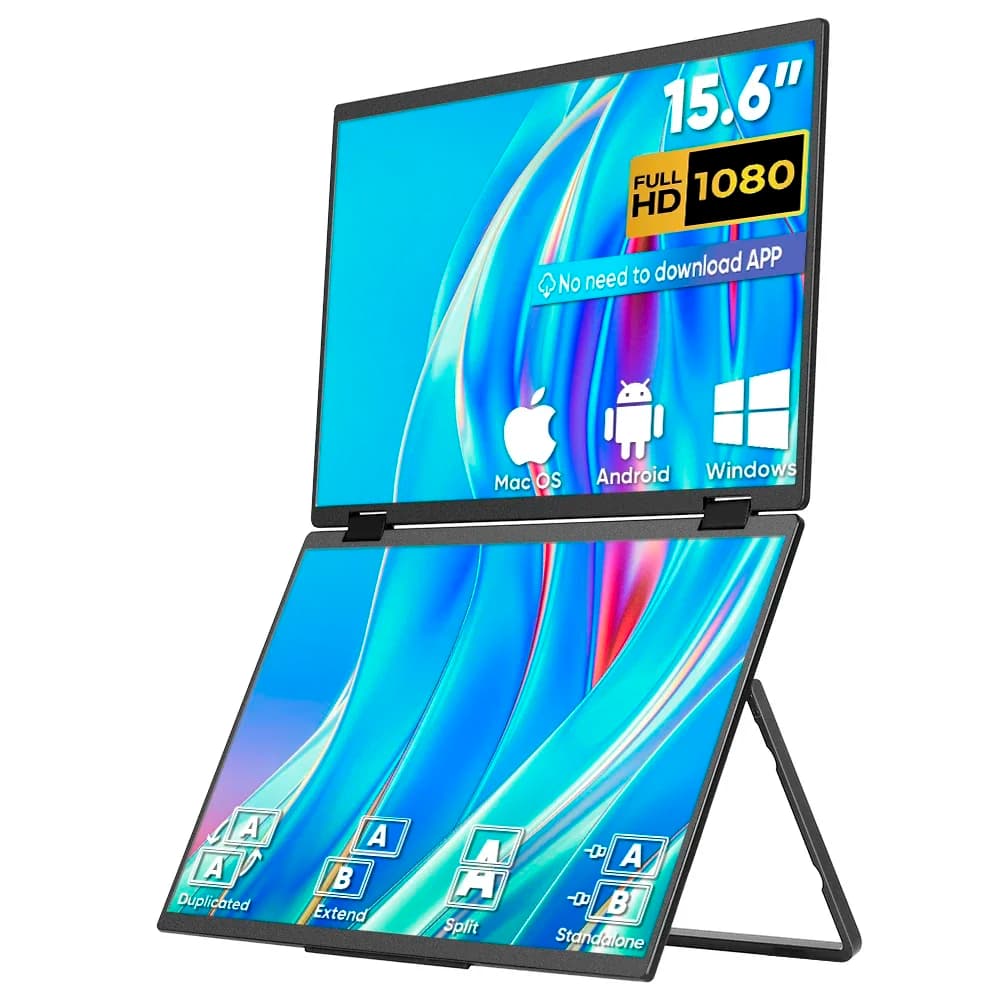 15.6 Inch Foldable Dual Triple USB Monitors the Portable Triple 1080P 4K Extend Monitor the Portable Monitor for Laptop
