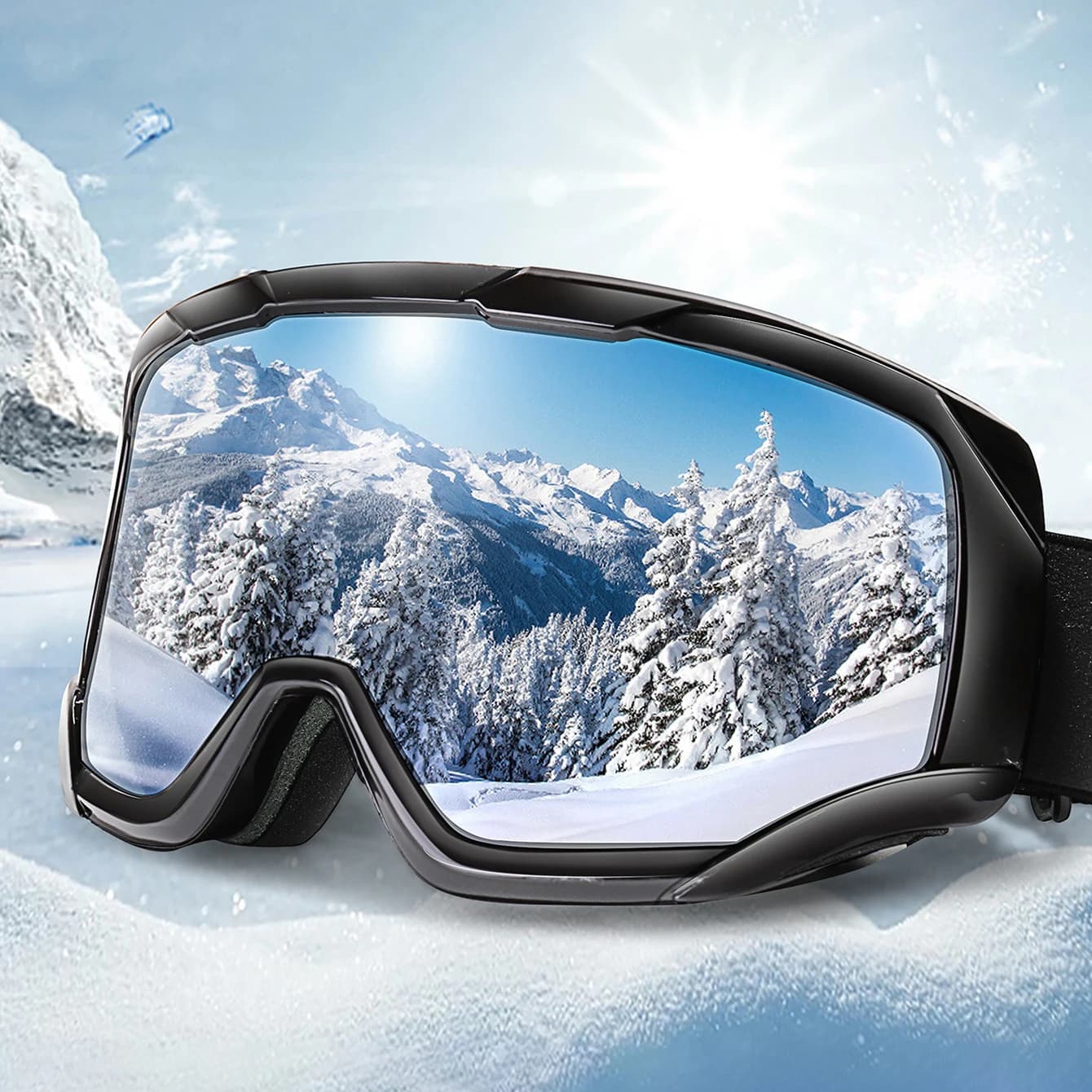 Snowboard Snowmobile Ski Goggles Outdoor Sport Windproof Double Layers Anti-fog UV400 Eyewer Big Ski Mask