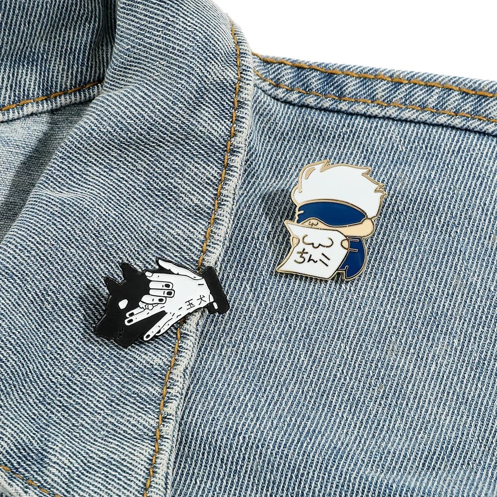 2 Pcs Individuality Anime Character Brooch Cute Gojo Satoru Cartoon Metal Badge Jewelry Clothing Backpack Accessories Gift