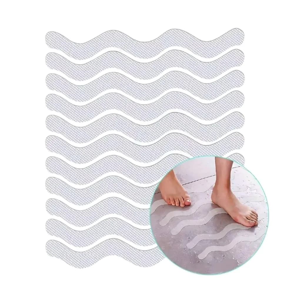 24 pz/pacco Striscia Lunga Adesivi antiscivolo Trasparente Ondulato Nastro Da Bagno Adesivo Tappetini Adesivi Strisce di Sicurezza Per Pavimenti Impermeabili Casa