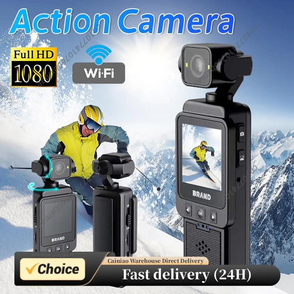 1080P WiFi Action Camera for Travel, Bicycles, Driving Registration, Motorbike and Vlogging Pocket Camera
