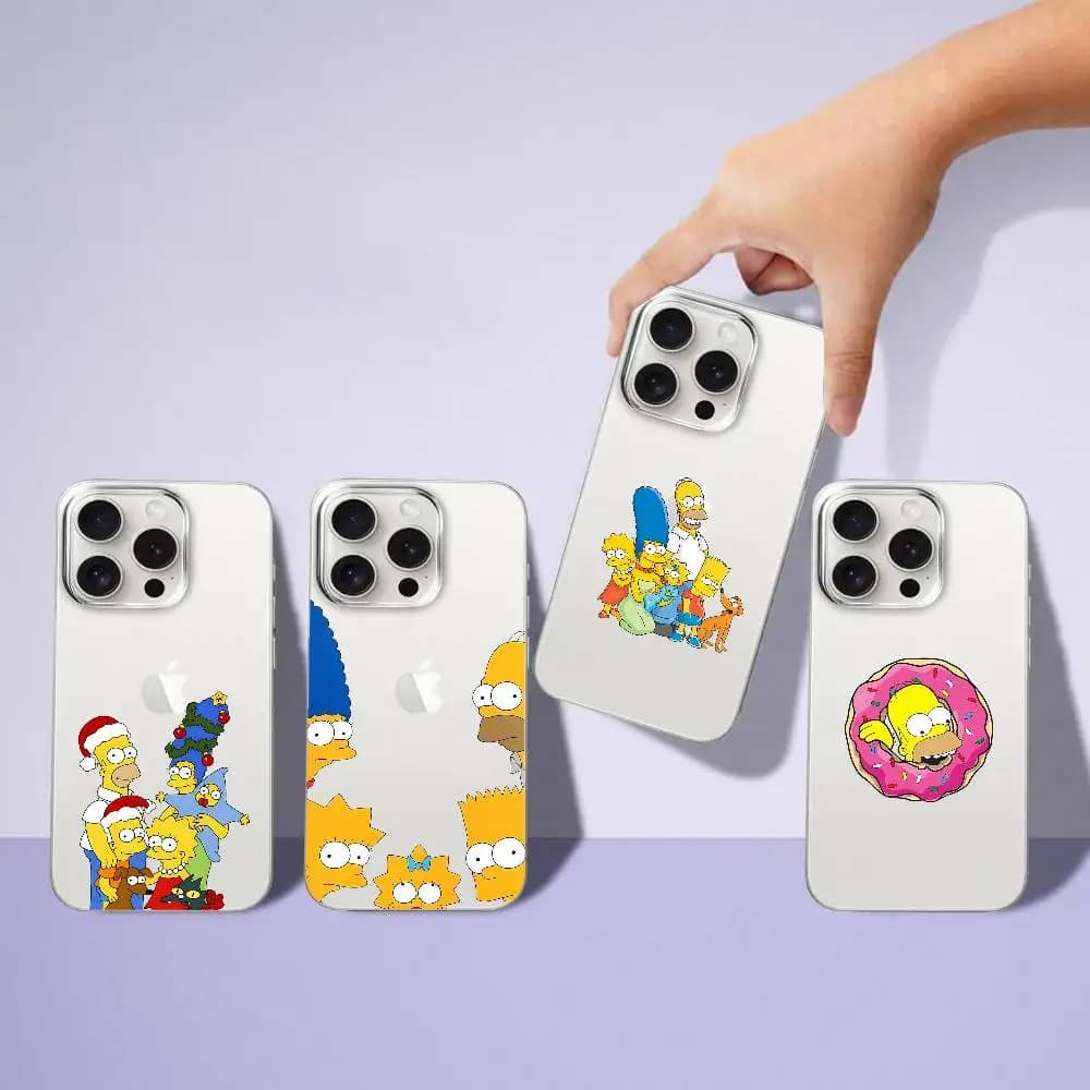 L-Simpsons-Es Divertente custodia morbida cristallina per telefono: cover trasparente antiurto per iPhone 17,16,15,14,13,12,11 Pro Max, Mini
