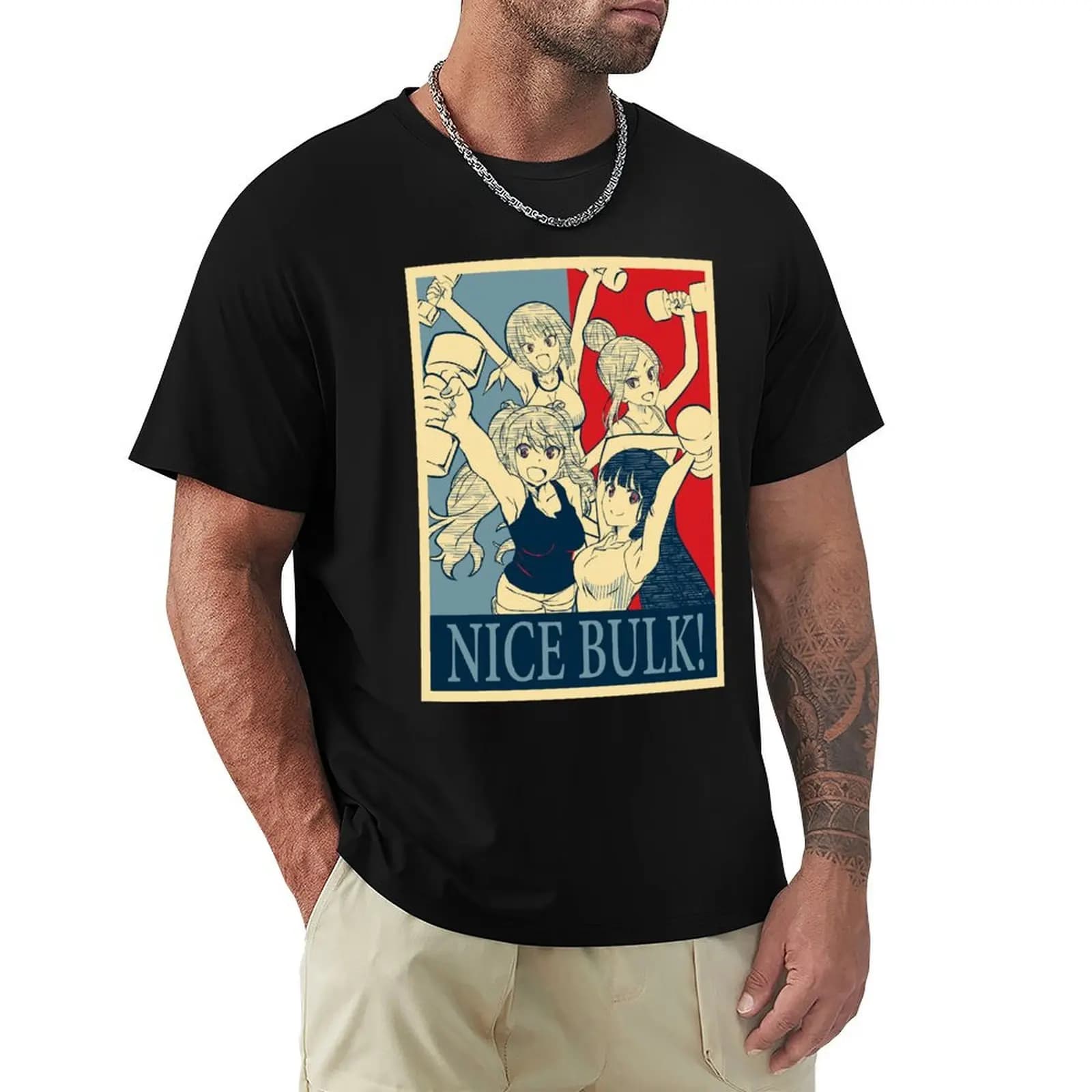How heavy are the dumbbells you lift Nice Bulk Anime Manga Poster Classic T-Shirt Plus Size Simple Casual Top