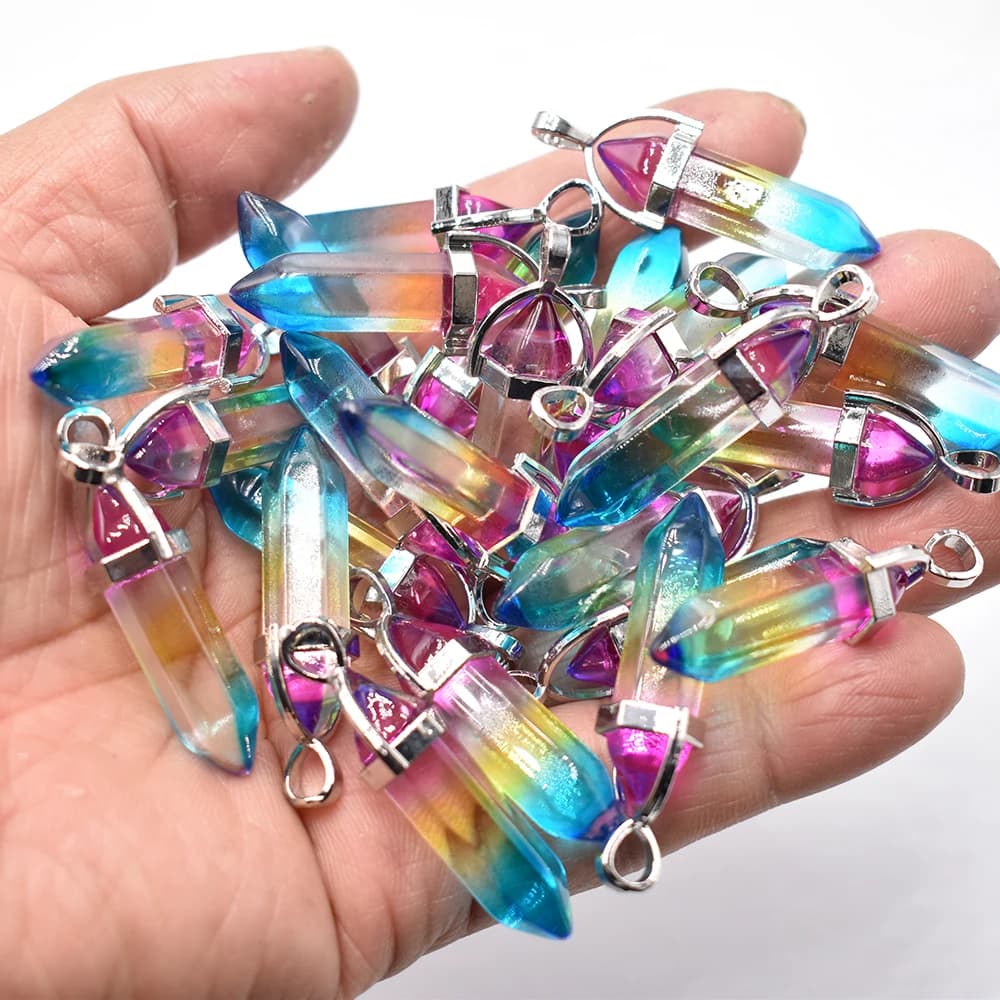 Pendenti e collane del pilastro di cristallo di vetro di modo per la fabbricazione dell'accessorio del pendolo di fascino dei monili 24pcs/lot all'ingrosso spedizione gratuita