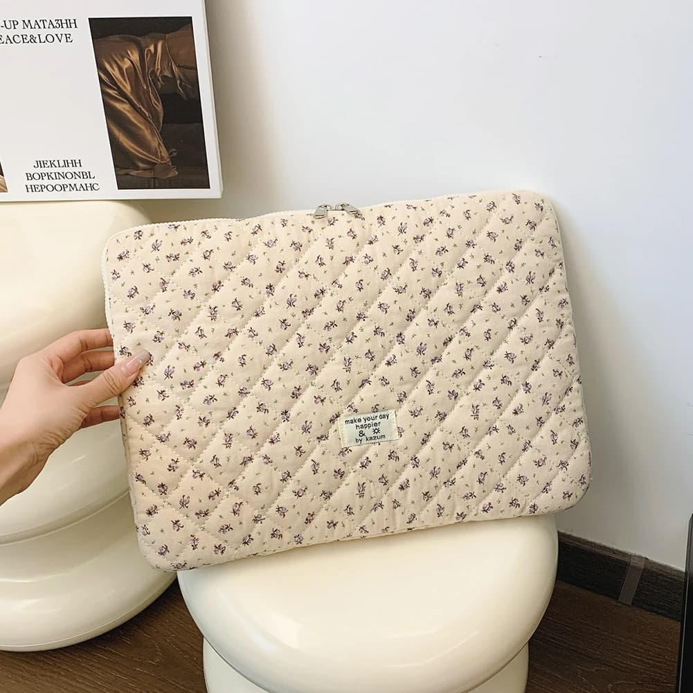 Per supporto per tablet portatile da 11/13/15 pollici Custodia per laptop stampata a fiori Custodia per laptop trapuntata Custodia protettiva per computer carina