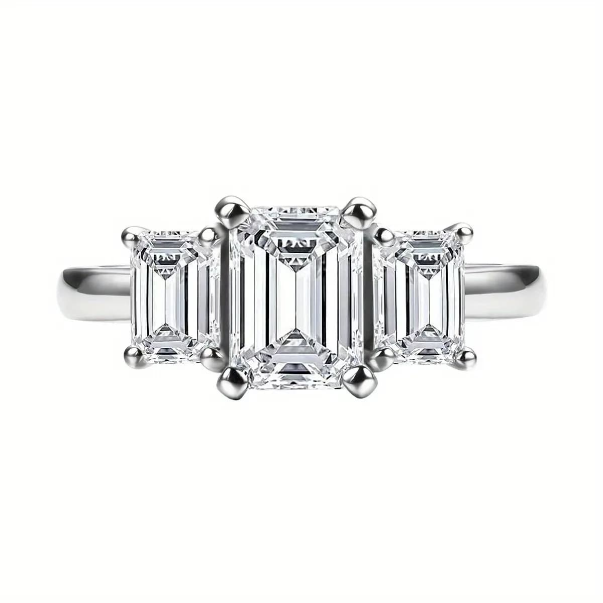 Anello in Argento Sterling 925 con Zircone Rettangolare Splendente per Donne, Gioiello Raffinato di Alta Qualità per Fidanzamento e Matrimonio