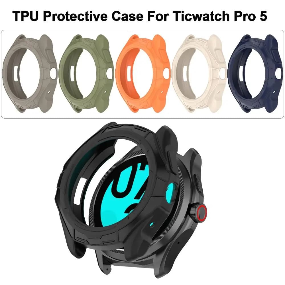 Soft TPU Case Cover For Ticwatch Pro 5 Protective Shell Frame Bumper For Ticwatch Pro 5 Smart Watch Protector Case Accessories