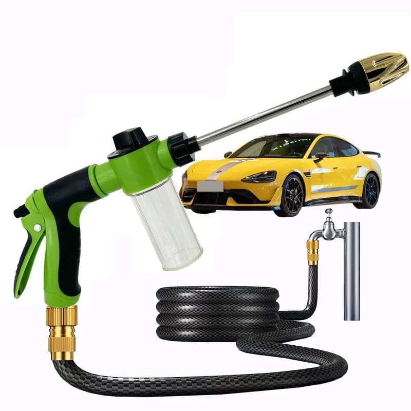Pistola ad acqua per autolavaggio ad alta pressione con manico lungo - Ugello per tubo da giardino da 3/4 pollici, adatto per strumenti di pulizia manuali e automatici