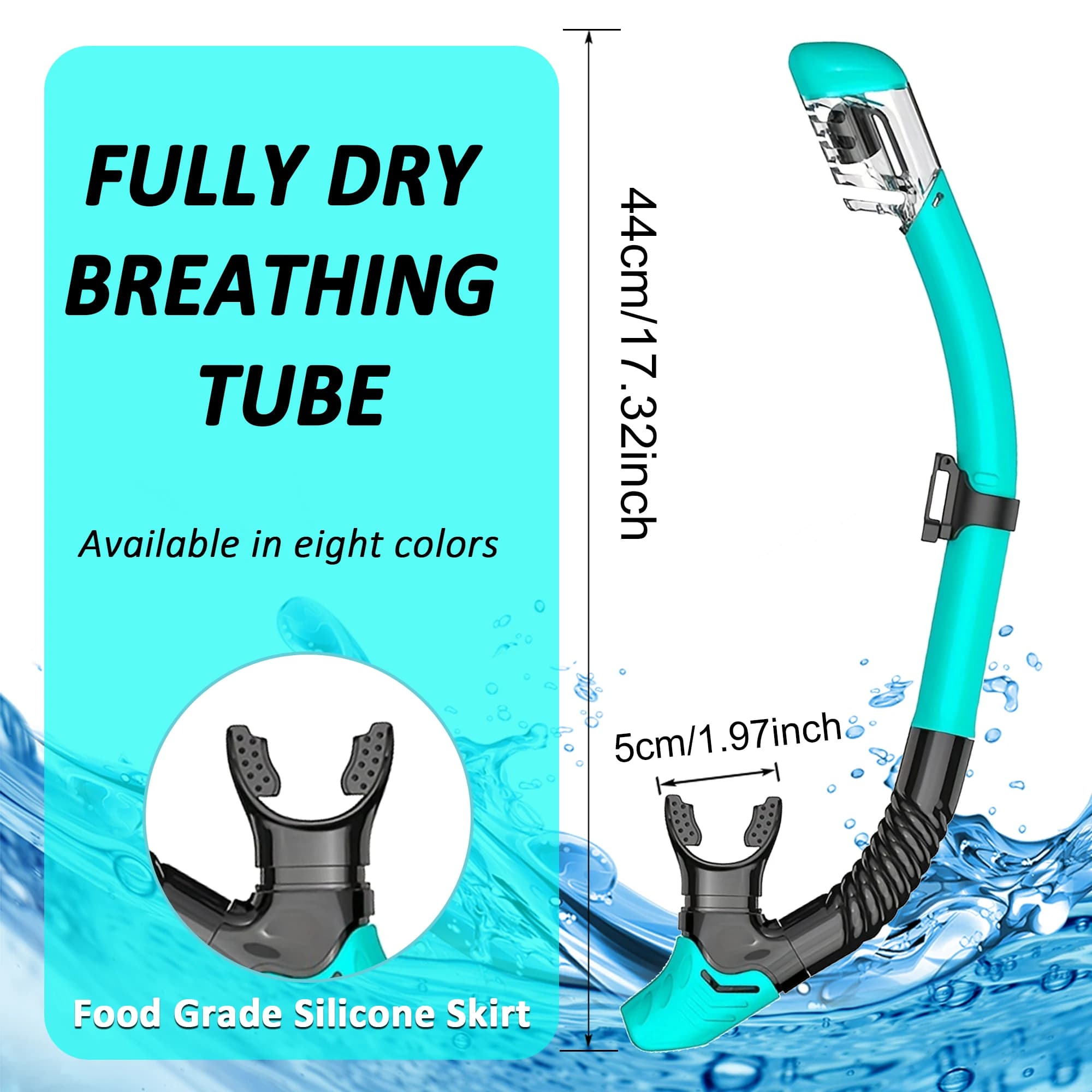 Snorkels for adults with a dry valve, for diving and snorkeling, with eased protection and breath, diving and apnea equipment