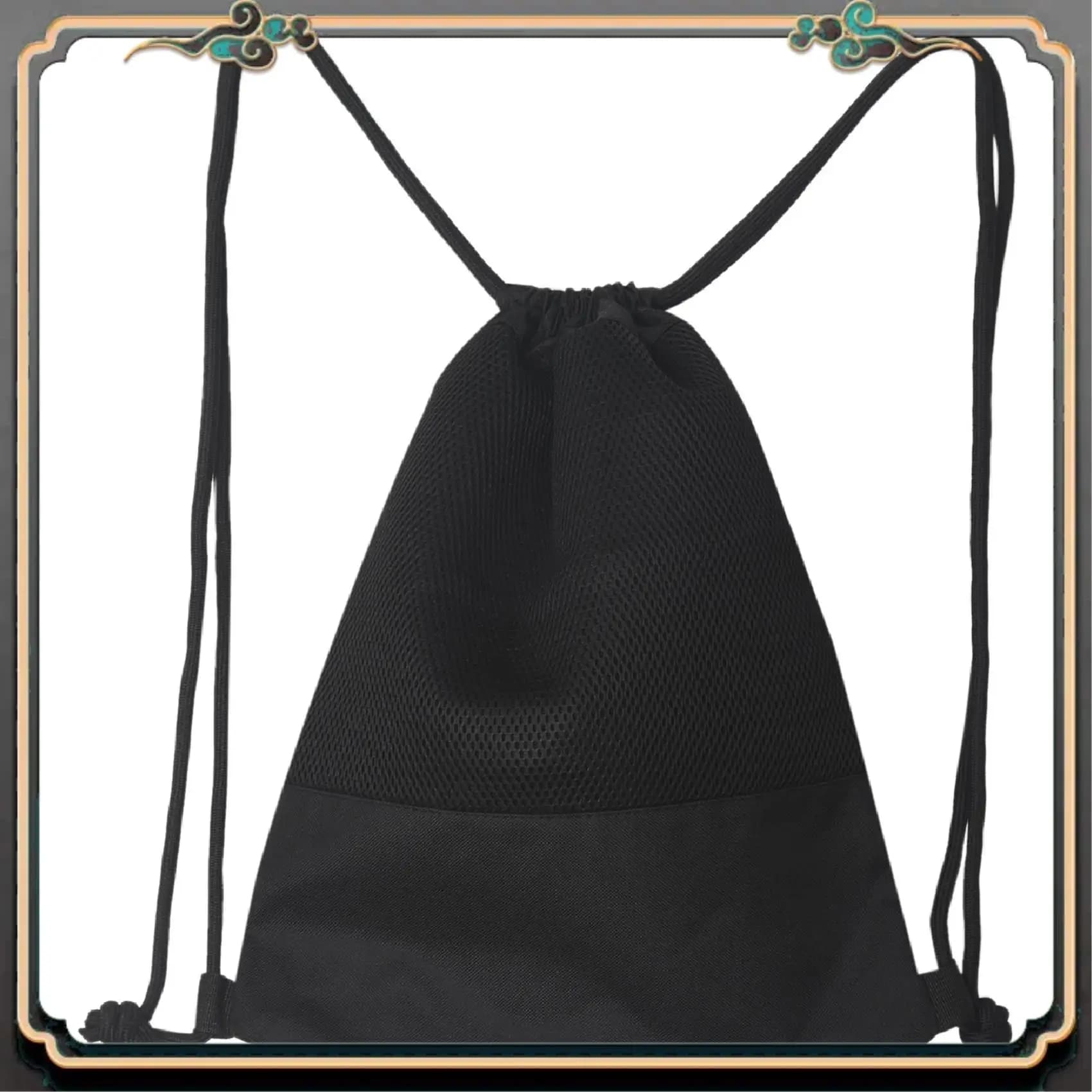 Premium Outdoor Women's Nylon Black Backpack Ultralight Football Basketball Bag String Coulisse Hunting Hiking Gym Sports Bag