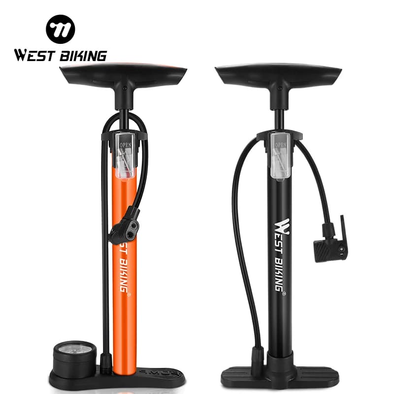 WEST BIKING 160PSI Pompa di Aria per Bicicletta con Manometro Schrader Presta MTB Bici da Strada Palla Gonfiatore per Pneumatici ad Alta Pressione Pompa da Ciclismo in Acciaio