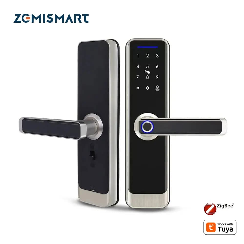Zemismart Zigbee Serratura per impronte digitali Funziona con Tuya IC Card Key Password App Sblocco con campanello Serratura meccanica di sicurezza