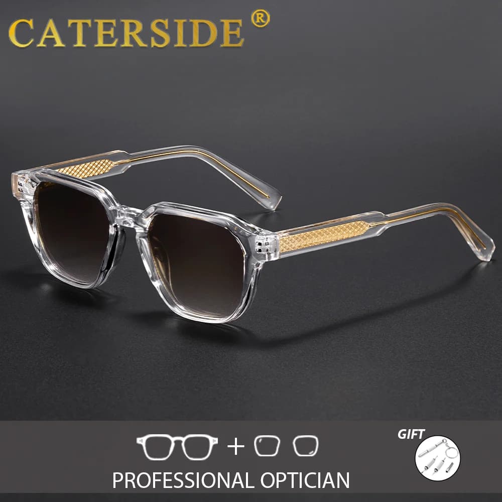 CATERSIDE Occhiali da sole ottici da uomo possono personalizzare lenti quadrate Occhiali da vista Donna Retro Miopia Protezione solare Occhiali UV400