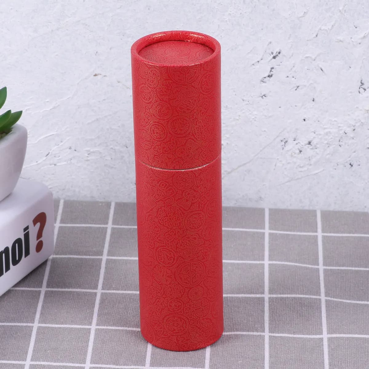 Photo Storage Tube 6 Inch Red Rigid Plastic Water Resistant Poster Paper Tube Portable Scroll Cylinder Calligraphy Photo Box