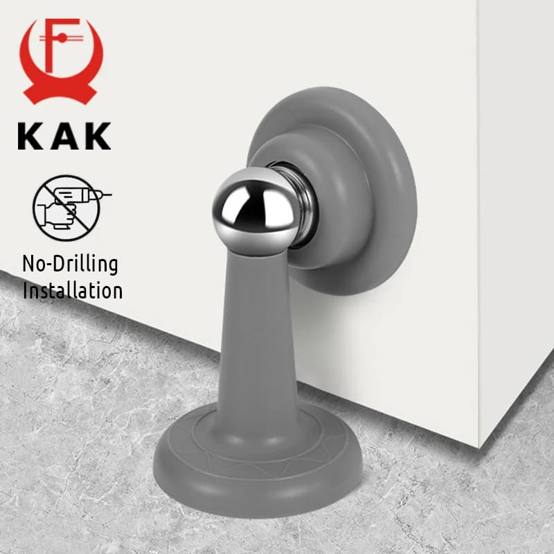 KAK Fermaporta Magnetico in Silicone Anti-collisione, Silenzioso, Senza Foratura, Supporto per Porta a Suzione, Montaggio a Pavimento, Accessorio per Porte