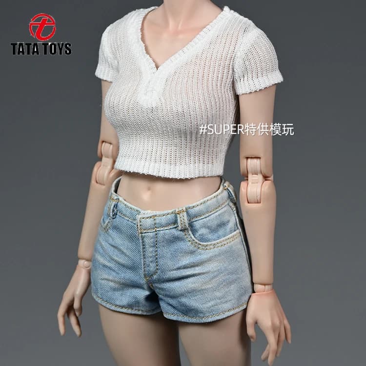 Bambole femminili in scala 1/6 Tessuto lavorato a maglia bianco adatto al modello del corpo di action figure da 12 pollici