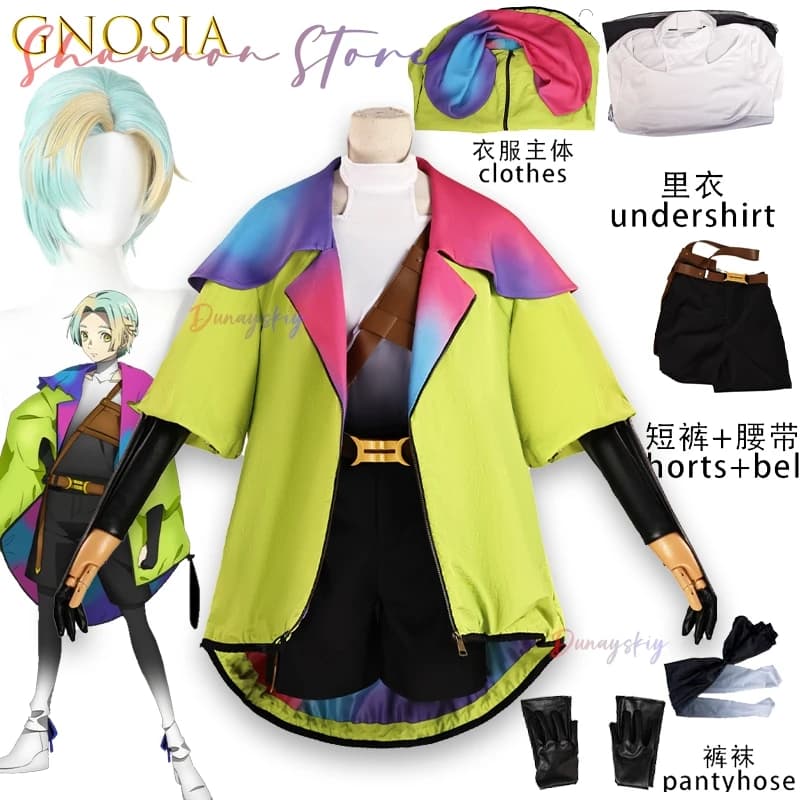 Anime Gnosia Yuri Cosplay Parrucca Giacca Verde Uniforme Carnevale Festa di Halloween per Donne Uomini Ragazze Outfit Prop Accessori