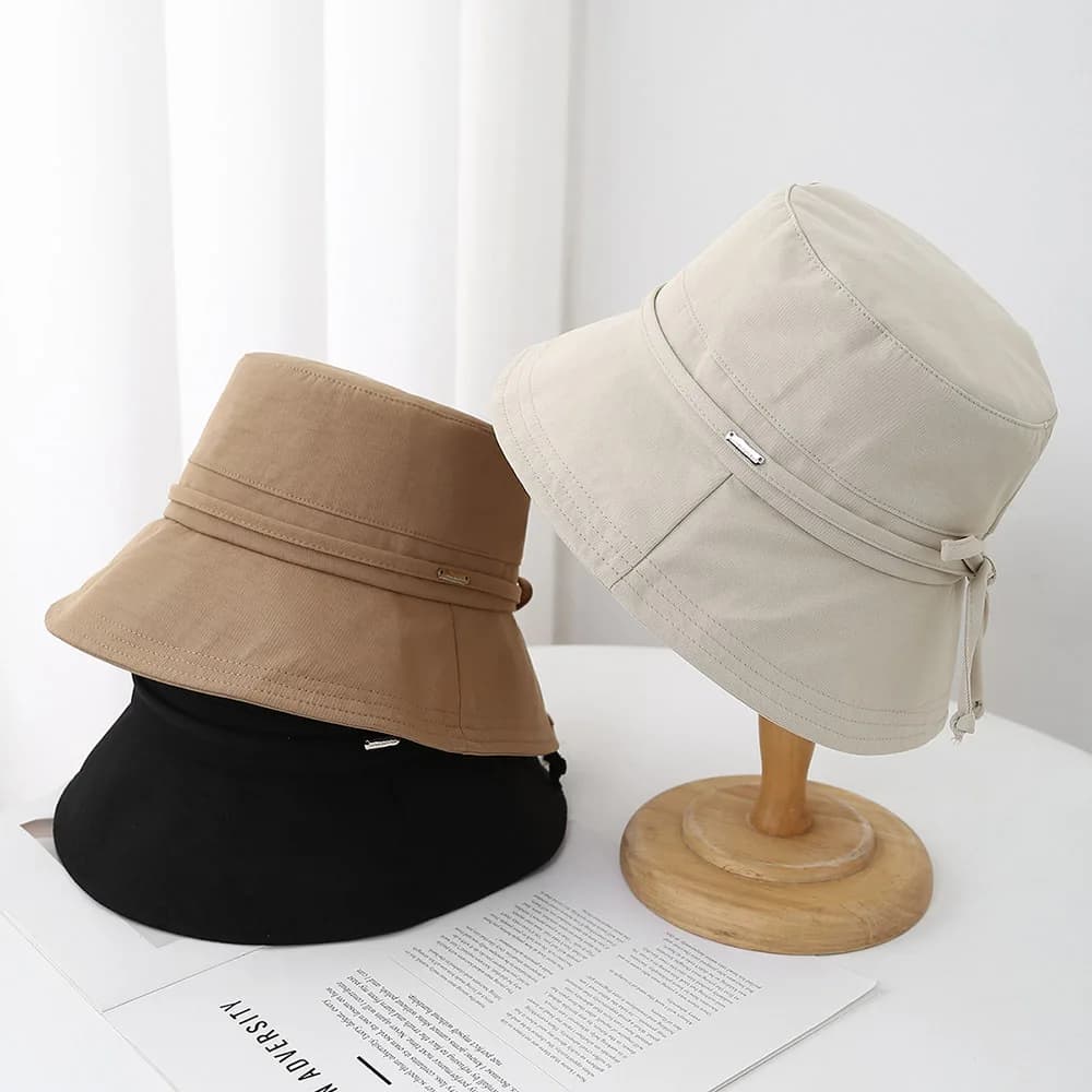 Cappello da pescatore da donna Cappelli primavera estate per donna Cappello da pescatore con fiocco in stoffa Cappello da sole Protezione solare Trendy Casual Semplice Nuovo berretto