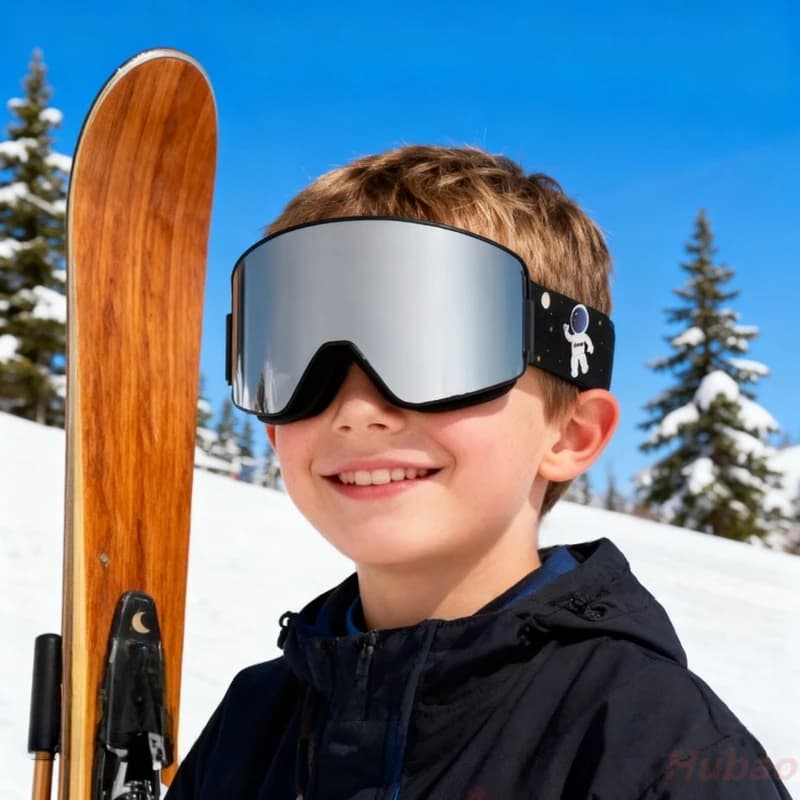 Occhiali da sci per bambini Antiappannamento antivento, lenti rivestite sotto vuoto Revo, protezione completa Uv400, montatura in TPU Occhiali da sci per ragazzi e ragazze Sport invernali