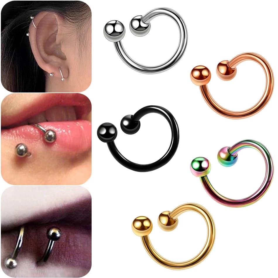 1PC Titanium Spiral Twisted Labret Nose Rings Piercing 16G S Shape Ear Cartilage Helix Oreja Piercings Body Accessories Jewelry