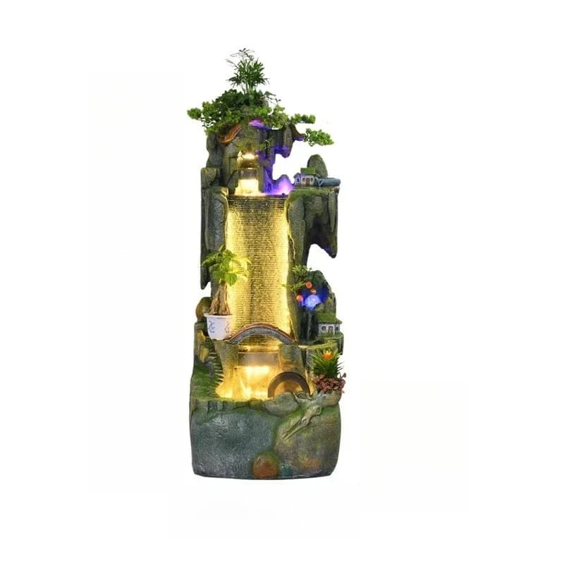 Grande fontana a cascata con rocce, umidificatore decorativo da interno per soggiorno e ufficio, ornamento da pavimento con pesci, modello Zhaocai B