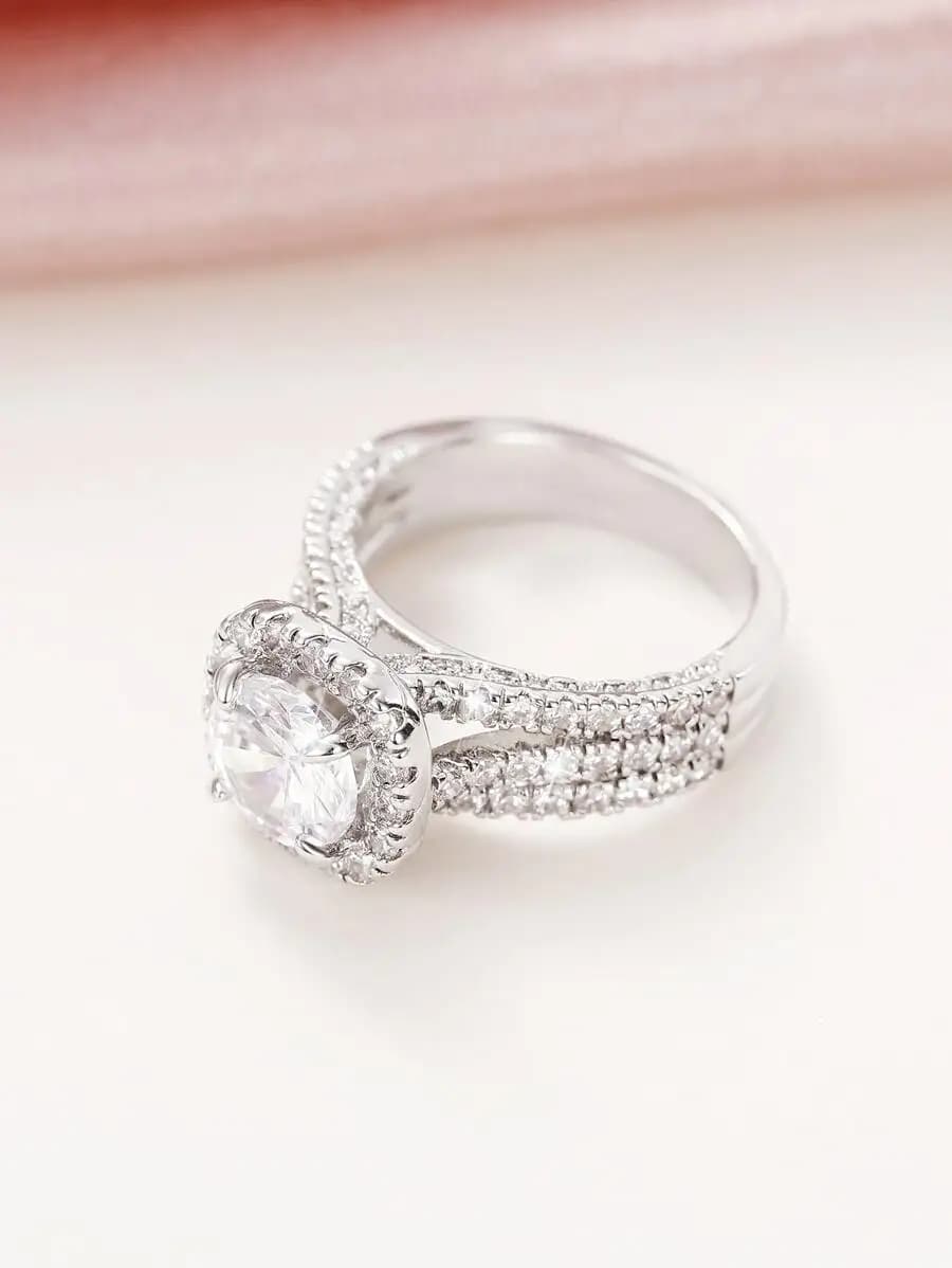 Anello classico con zirconi cubici per donna, regalo per fidanzamento, matrimonio, festa