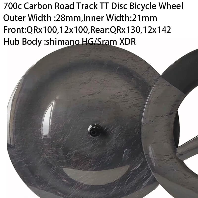 Larghezza 28mm Ruote per bici a disco in carbonio 700C Road TT Bike Set di ruote a scatto fisso Mozzo a cricchetto Adesivo personalizzato Set di ruote per bici a disco tubeless