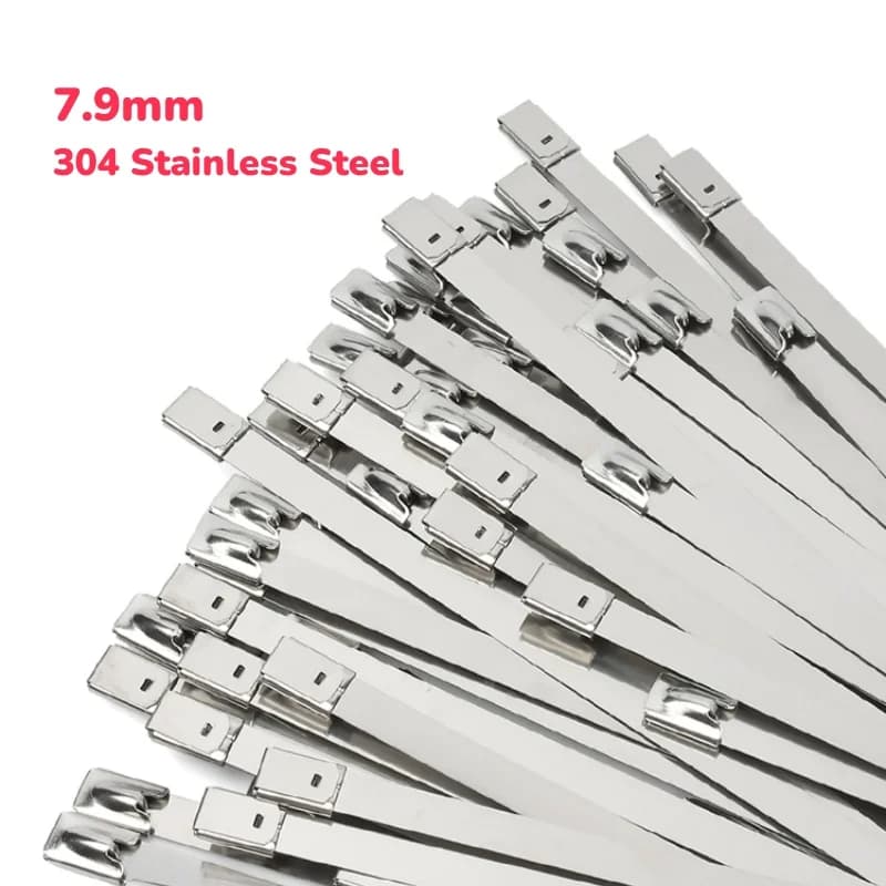 Fascette metalliche in acciaio inossidabile 304 da 100 pezzi Fascette autobloccanti per carichi pesanti 7,9 mm