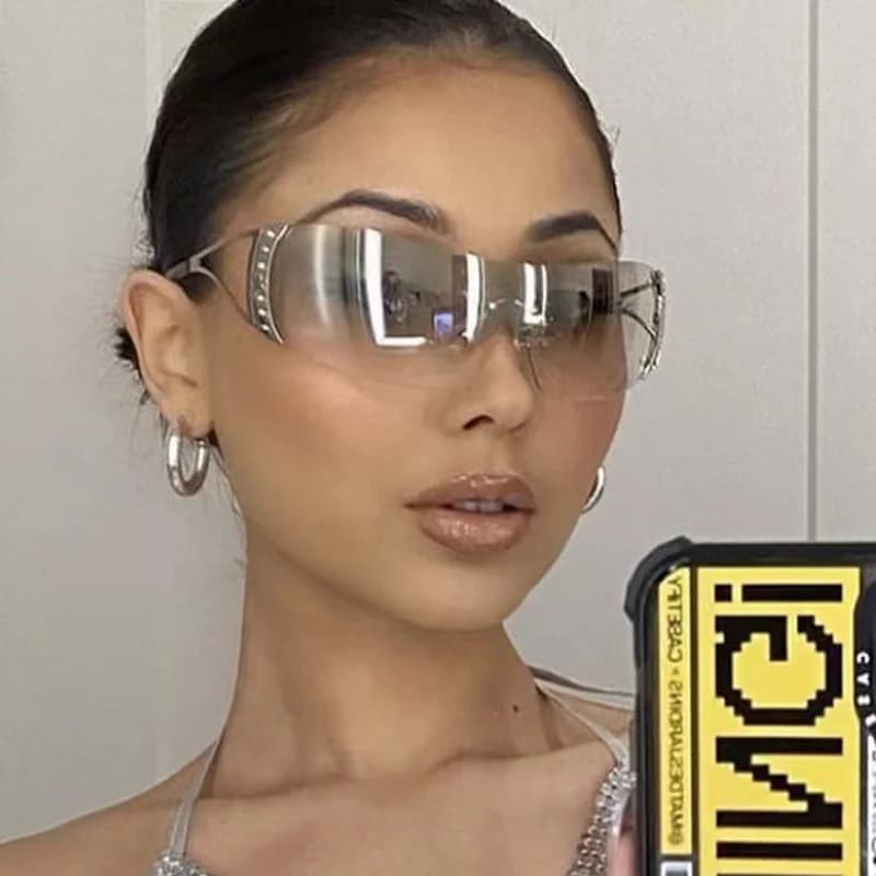 Occhiali da sole quadrati senza montatura adorabili Donna Uomo Designer Occhiali da sole di marca Donna Uomo Casual Specchio in metallo Oculos De Sol
