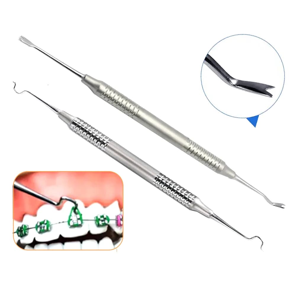 Tool for placement of dental orthodontic ligatures Module twirl-on Thread placement Support for binding ring Dental instruments