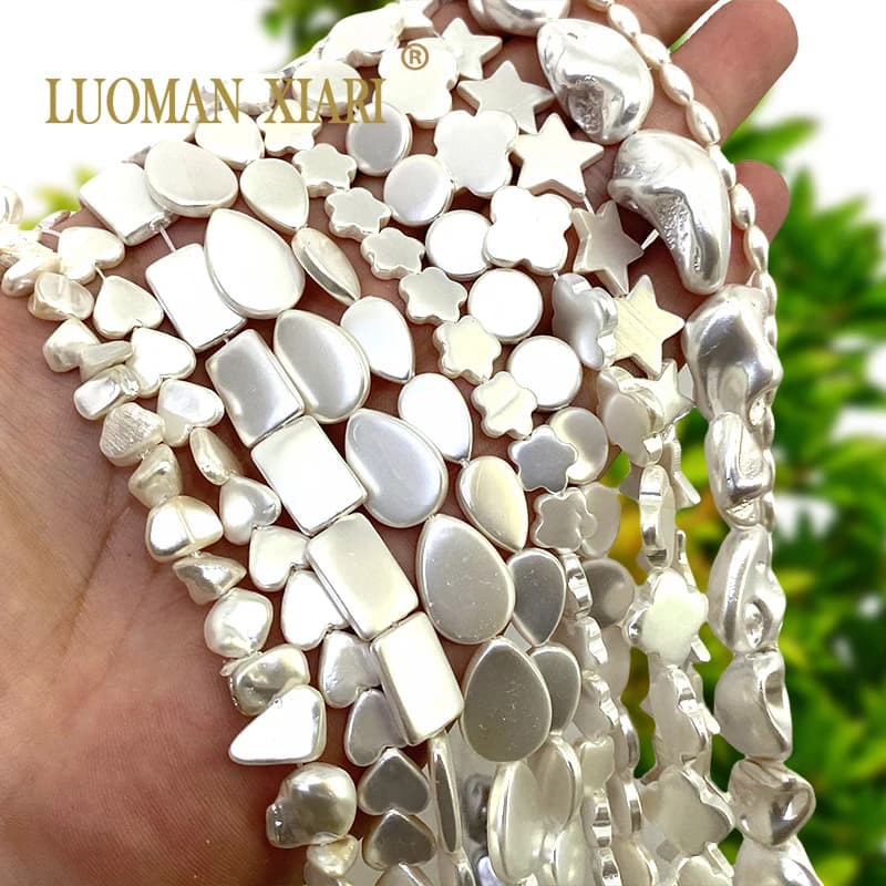 Conchiglia d'acqua dolce naturale madreperla strass Love Rice forma barocca perline distanziatrici per gioielli che fanno accessori per bracciali fai da te