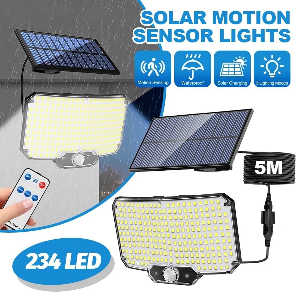234LED Solar Motion Sensor Super Bright Flood Lights Outdoor Solar Lights with Remote 3 Modes Waterproof Wall Lights for Garden