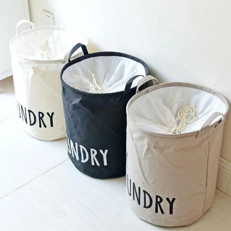 Foldable Drawstring Laundry Basket Canvas Dirty Clothes Hamper Dust-Proof Clothes Quilt Storage Bag Children's Toys Organizer