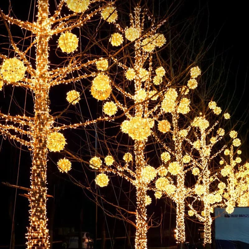 Capodanno 20CM Lampada a sospensione Luce a LED Colori multipli Palla in rattan Fata Stringa di luce Impermeabile Regalo per le vacanze da giardino