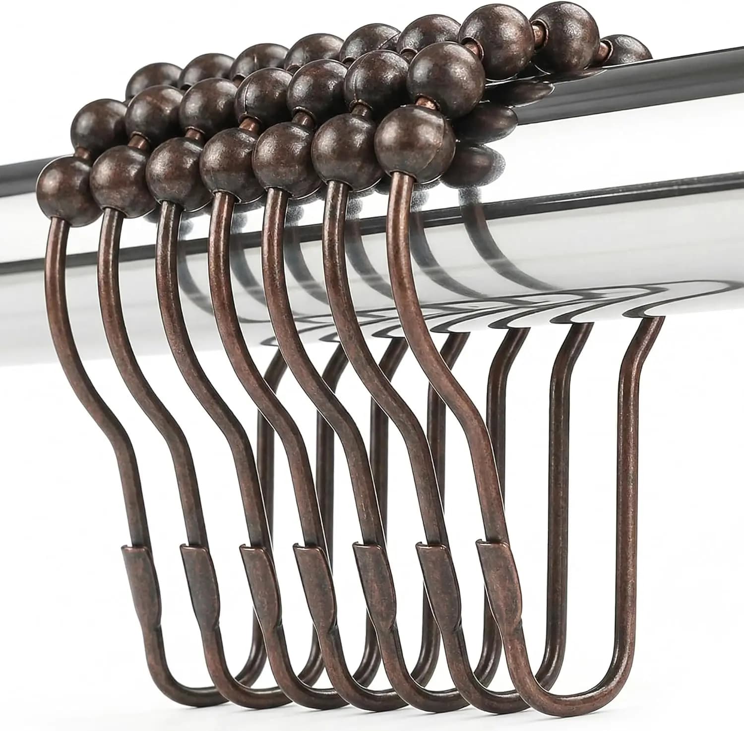 Set di 12 Ganci per Tenda Doccia in Metallo Antiruggine, Design a Sfera in Bronzo per Scorrimento Fluido