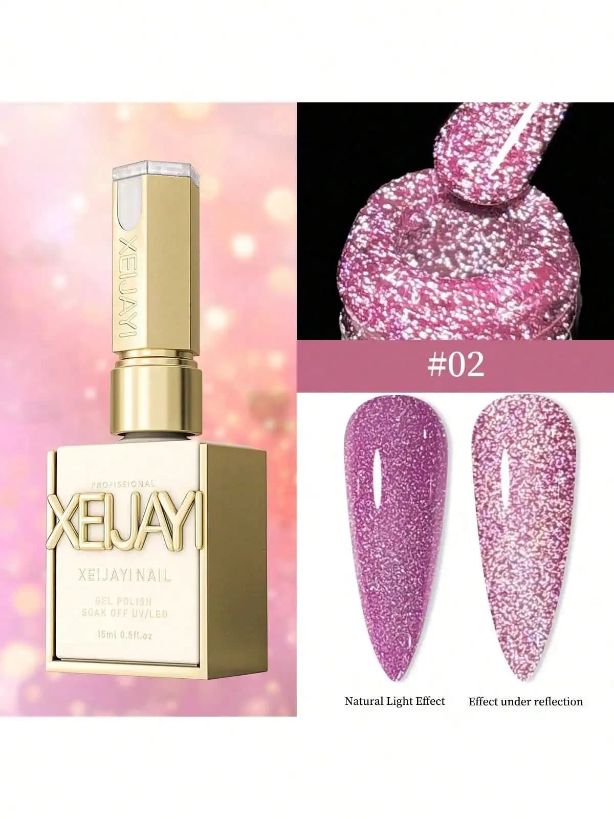 XEIJAYI 15ml Diamond Glitter Nail Art Gel Smalto per unghie Soaked UV LED Colla per unghie Salon Women Nail Art