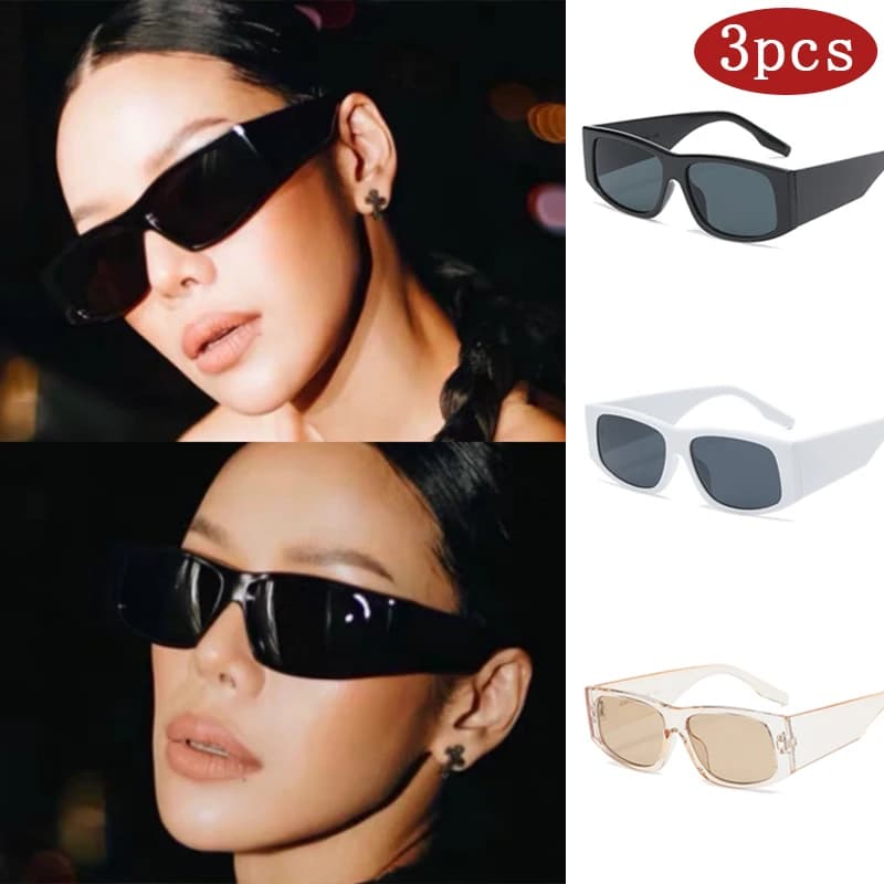 Car Sunglasses 3set Trendy Small Frame Square Sun Glasses Woman Luxury Brand Glasses Female Colorful Simple Design Eyewear UV400