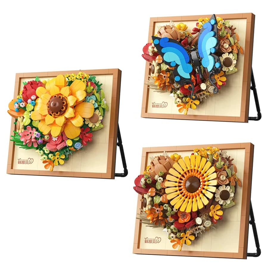 New Friends Year Decorations 3D Picture Frame Building Blocks Home Decoration Flowers Mini Bricks DIY Girls Toys Wedding Gifts
