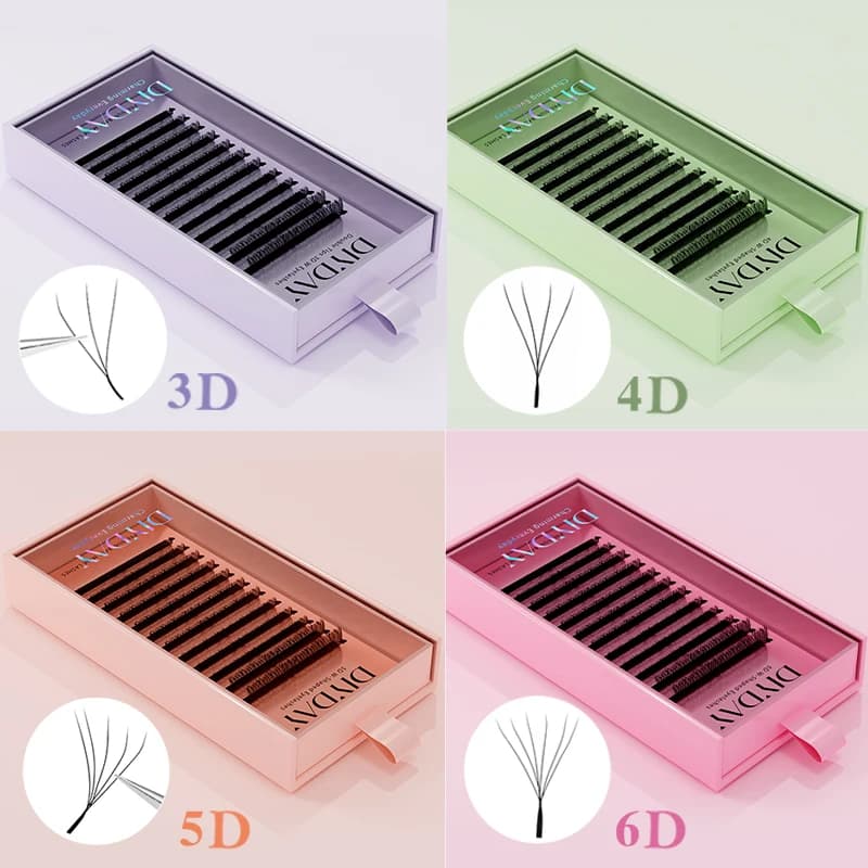 DIYDAY Extended W 3d 4d 5d 6d 7d 8d W Prefabricated Soft Natural Eyelash Flowering Effect Eyelash For Beauty Makeup