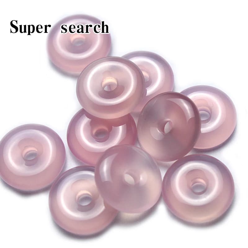 Natural Pink Crystal Concentric Ring Round Flat Loose Spacer Beads DIY Necklace Bracelet for Jewelry Findings Making Earrings