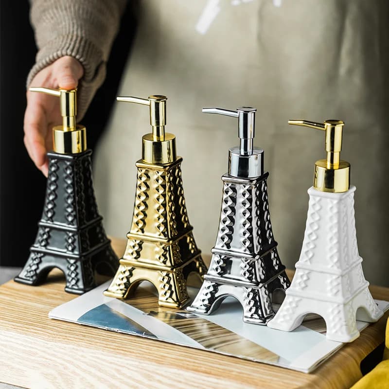 Torre Bottiglia di lozione in ceramica Sapone Shampoo Dispenser Pressa Accessori per riporre il bagno Polsino Mano