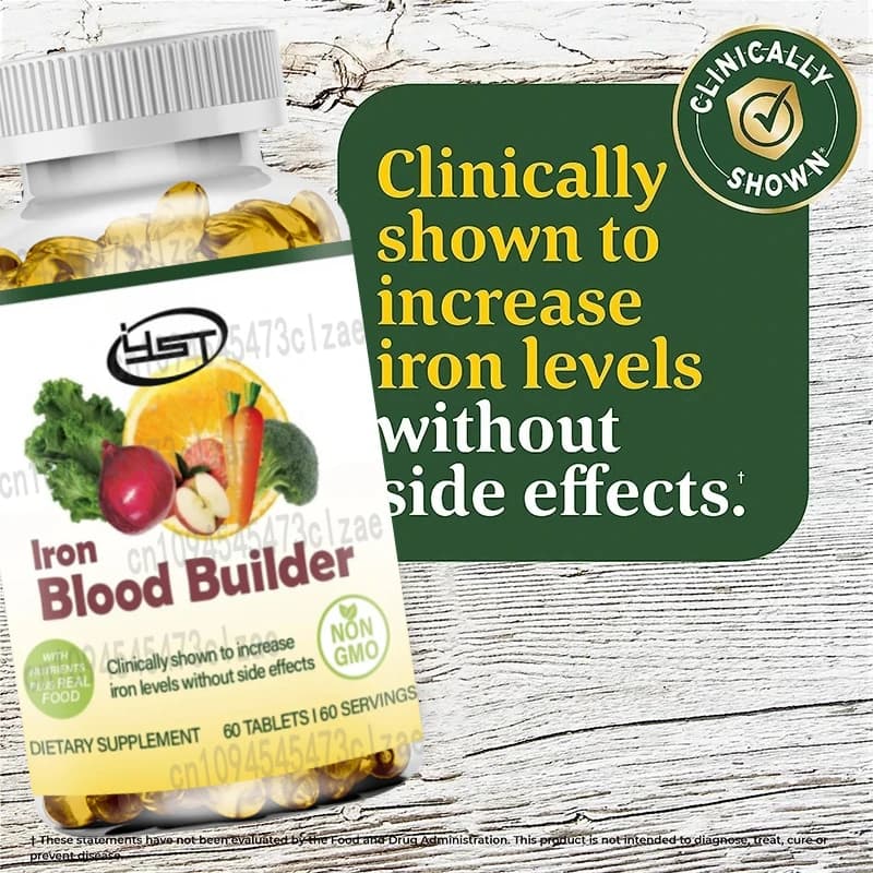 Iron supplements show that they can increase iron levels: supports iron energy, vitamin B12 and folic acid -60 tablets