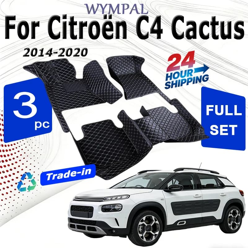 Tappetini per auto Pavimento Per Citroën C4 Cactus 2014 ~ 2020 Tappetino per auto in pelle impermeabile Set completo Tapete Automotivo Para Carro Accessori auto