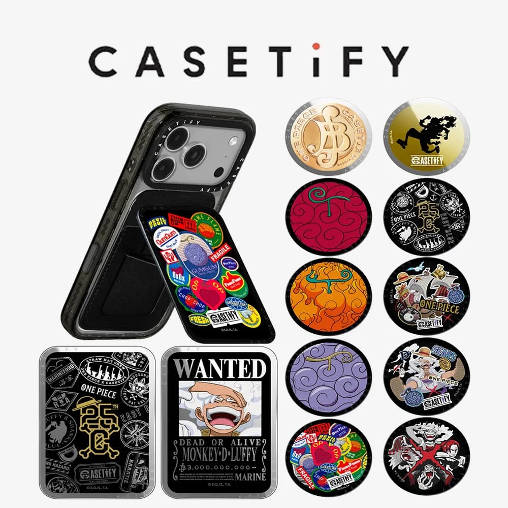 CASETiFY Co-branding Serie Cartoon One Piece Supporto Magnetico per Telefono con Porta Carte per iPhone 17 16 15 14 13 per Samsung S25 S26 A57